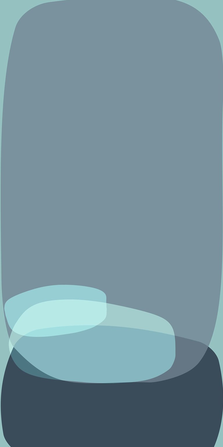 This abstract 4K wallpaper features calming blue hues on iPhone. The design includes overlapping blob shapes and subtle color gradients.