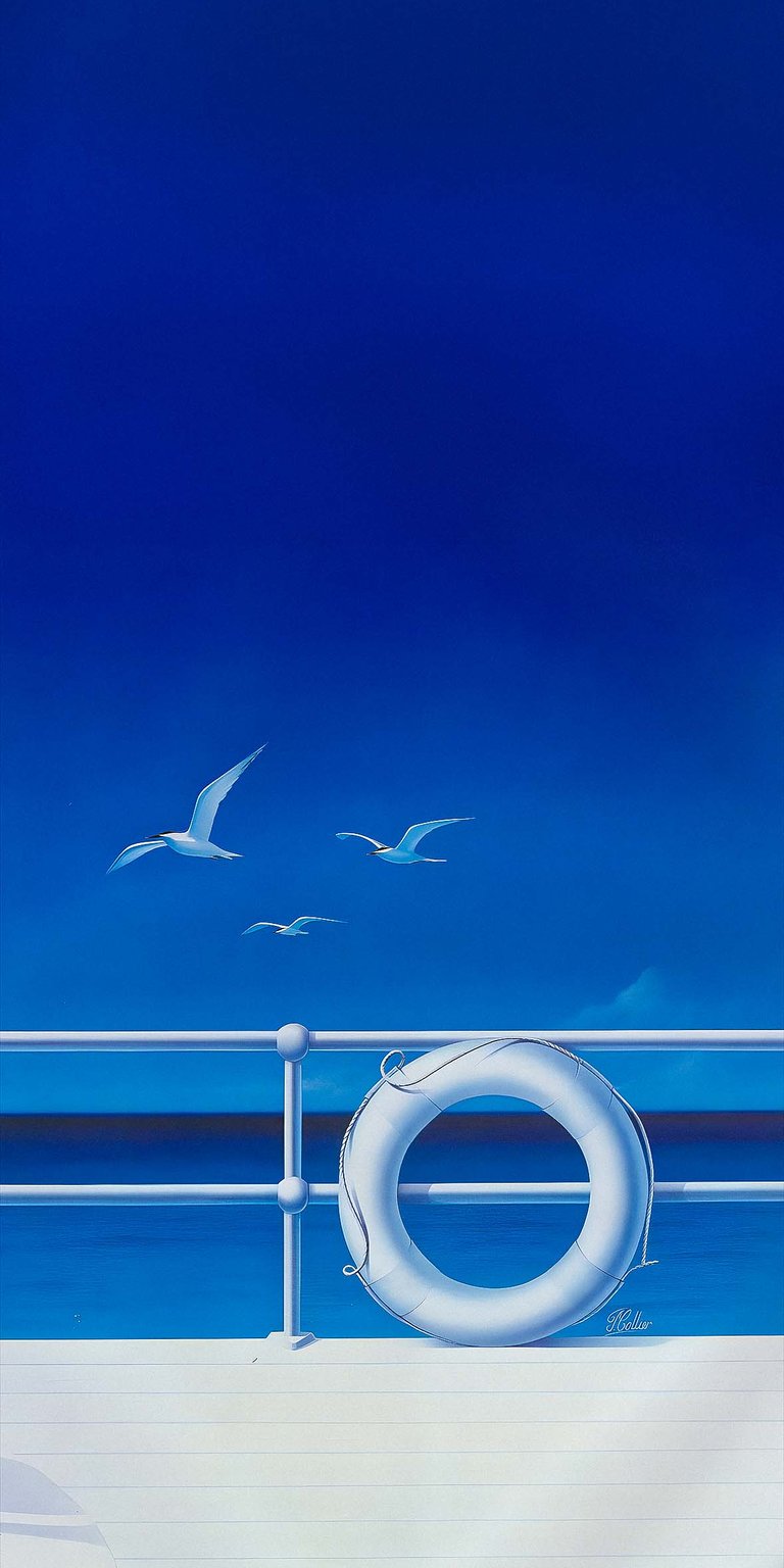 Ocean birds painting wallpaper iOS