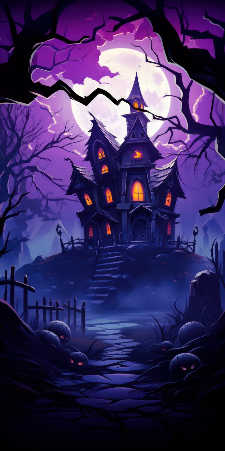 Spooky castle purple night wallpapers