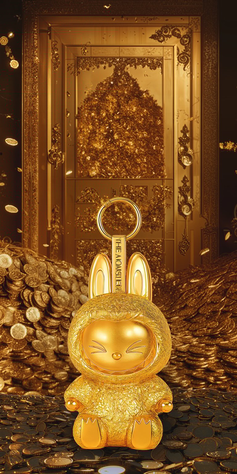 Golden labubu doll 24K gold wallpaper iPhone
