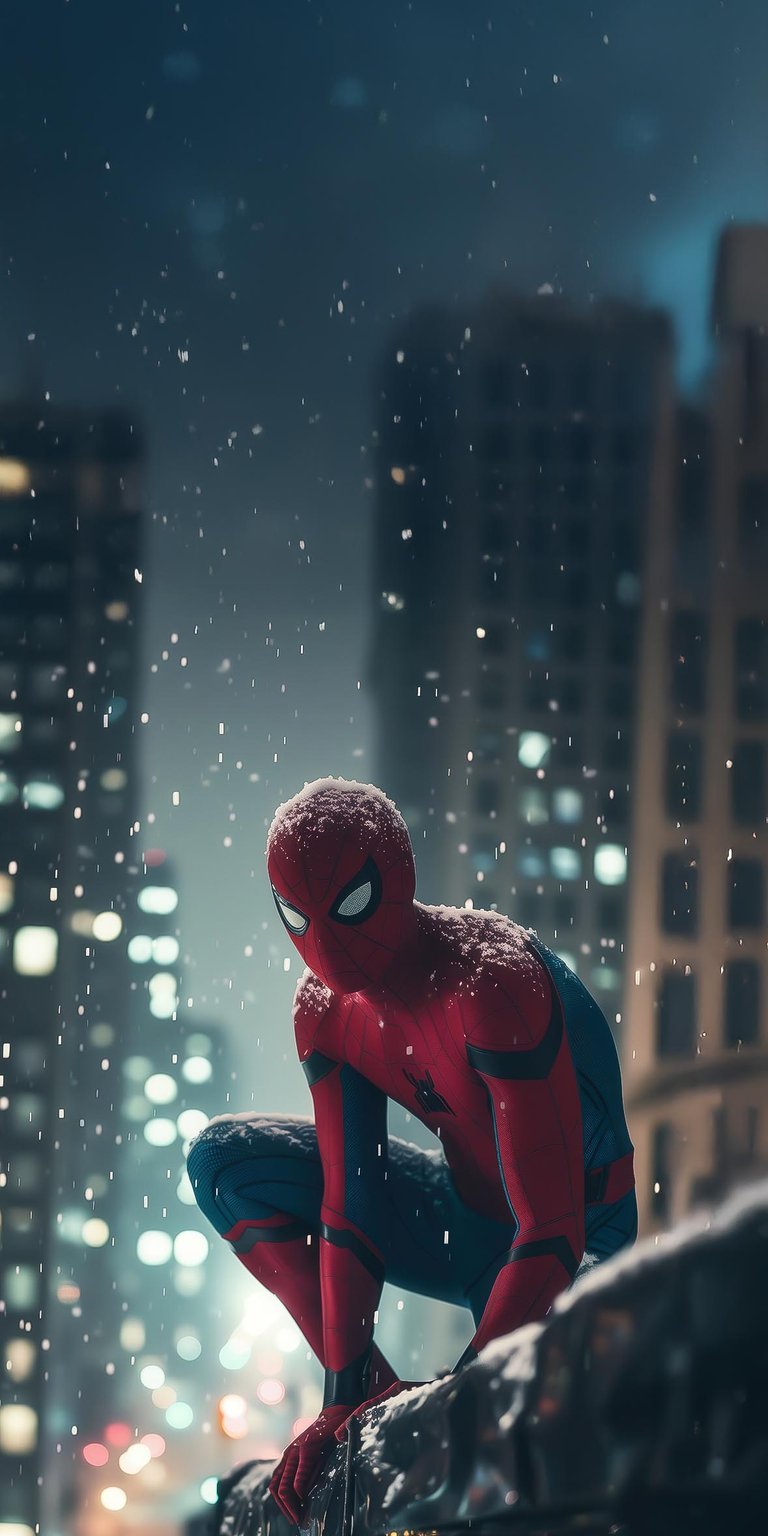 Spiderman on the top raining iPhone 4K Wallpaper