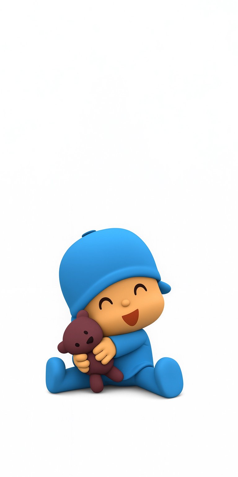 Download this Pocoyo wallpaper in stunning 4K for your iPhone, showcasing Pocoyo's cheerful smile and blue hat as he cuddles his teddy bear. This wallpaper brings a touch of animation joy to your mobile device.