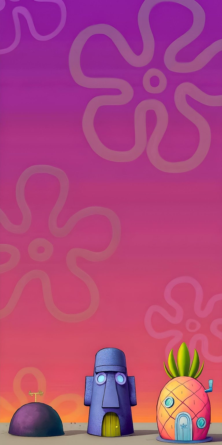 Spongebob characters house wallpaper iPhone 4K
