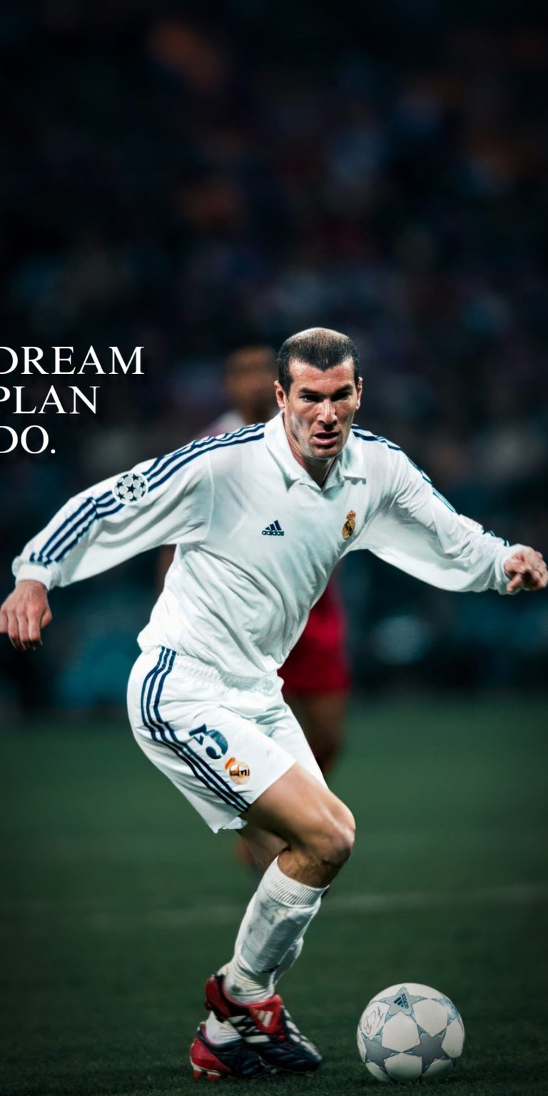 A timeless tribute to one of football's greatest, Zinedine Zidane. This live wallpaper captures the legendary midfielder in his iconic white Real Madrid and France national team kit, mid-play. The motivational phrase, "DREAM PLAN DO," is subtly integrated, celebrating his genius, discipline, and success. A must-have classic wallpaper for fans of the legend, Real Madrid, and the art of soccer.