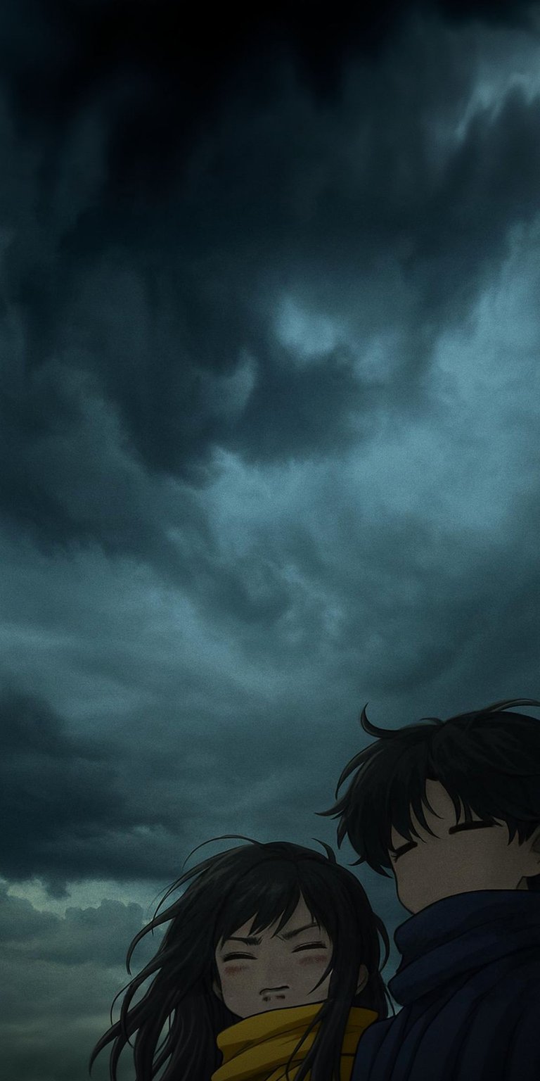 Experience the beauty of Weathering With You with this stunning 4K wallpaper, perfect for your iPhone. Featuring Hina and Hodaka with a backdrop of stormy skies, this wallpaper captures the movie's emotional depth.
