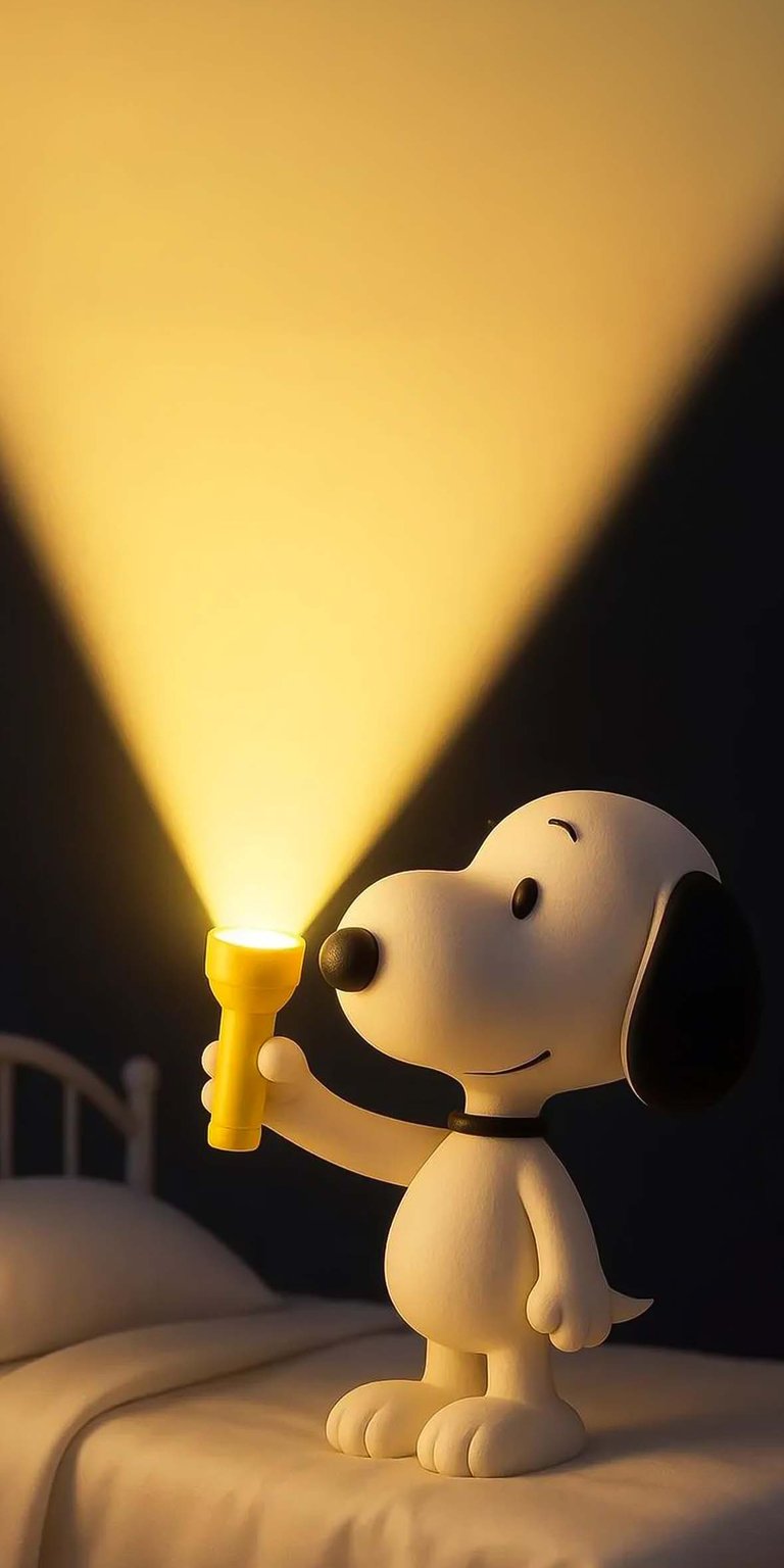 Snoopy holding flashlight iPhone wallpaper