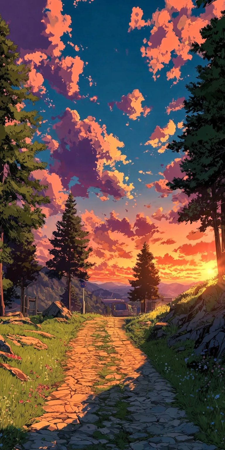 Pathway sunset view iPhone wallpaper 4K