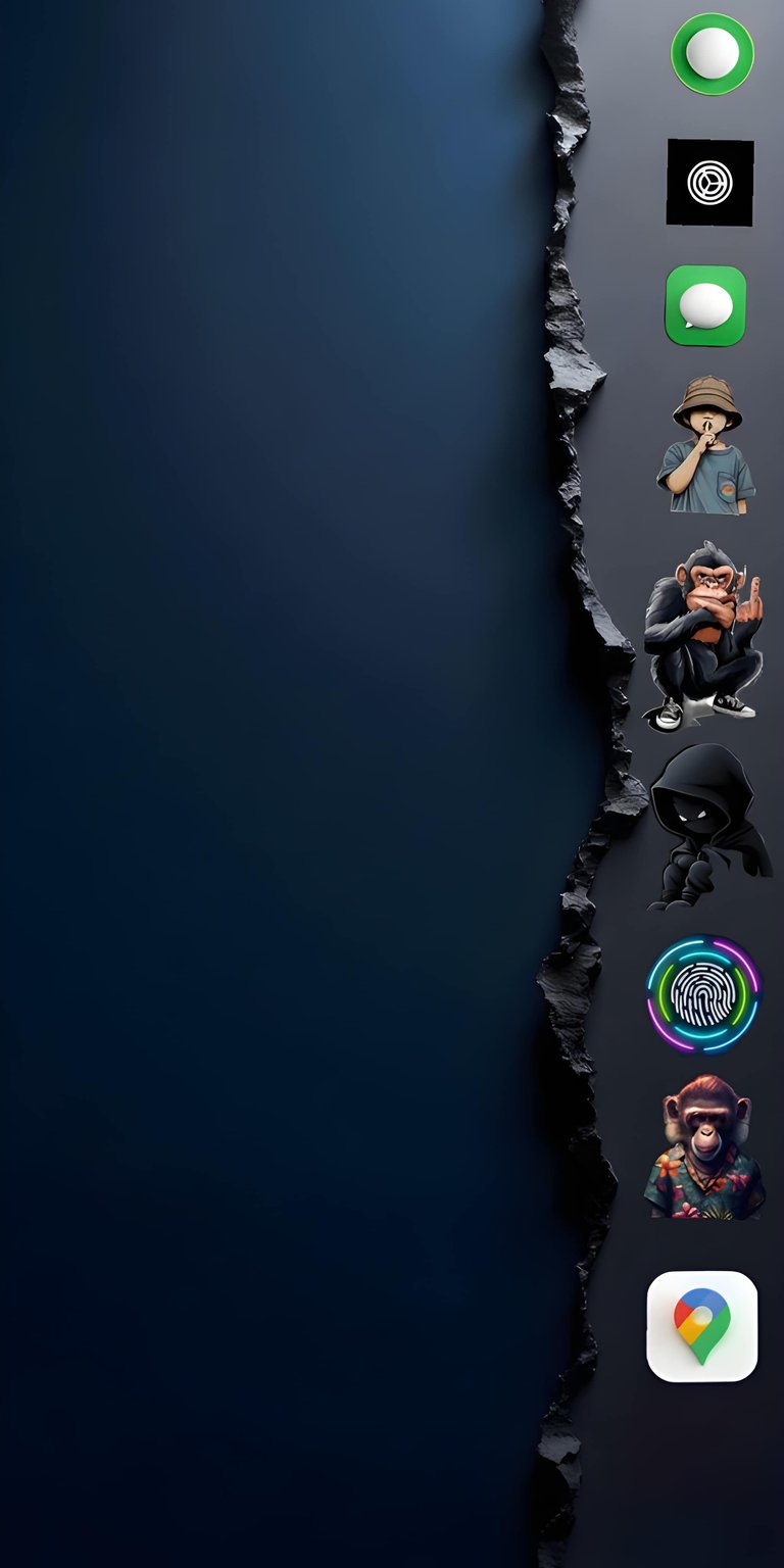 This striking 4K wallpaper features a dark blue background with various cartoon monkey icons that look incredible on your iPhone. This wallpaper includes a fingerprint icon, a ninja monkey in a black cloak, and a gorilla wearing a colorful Hawaiian shirt.