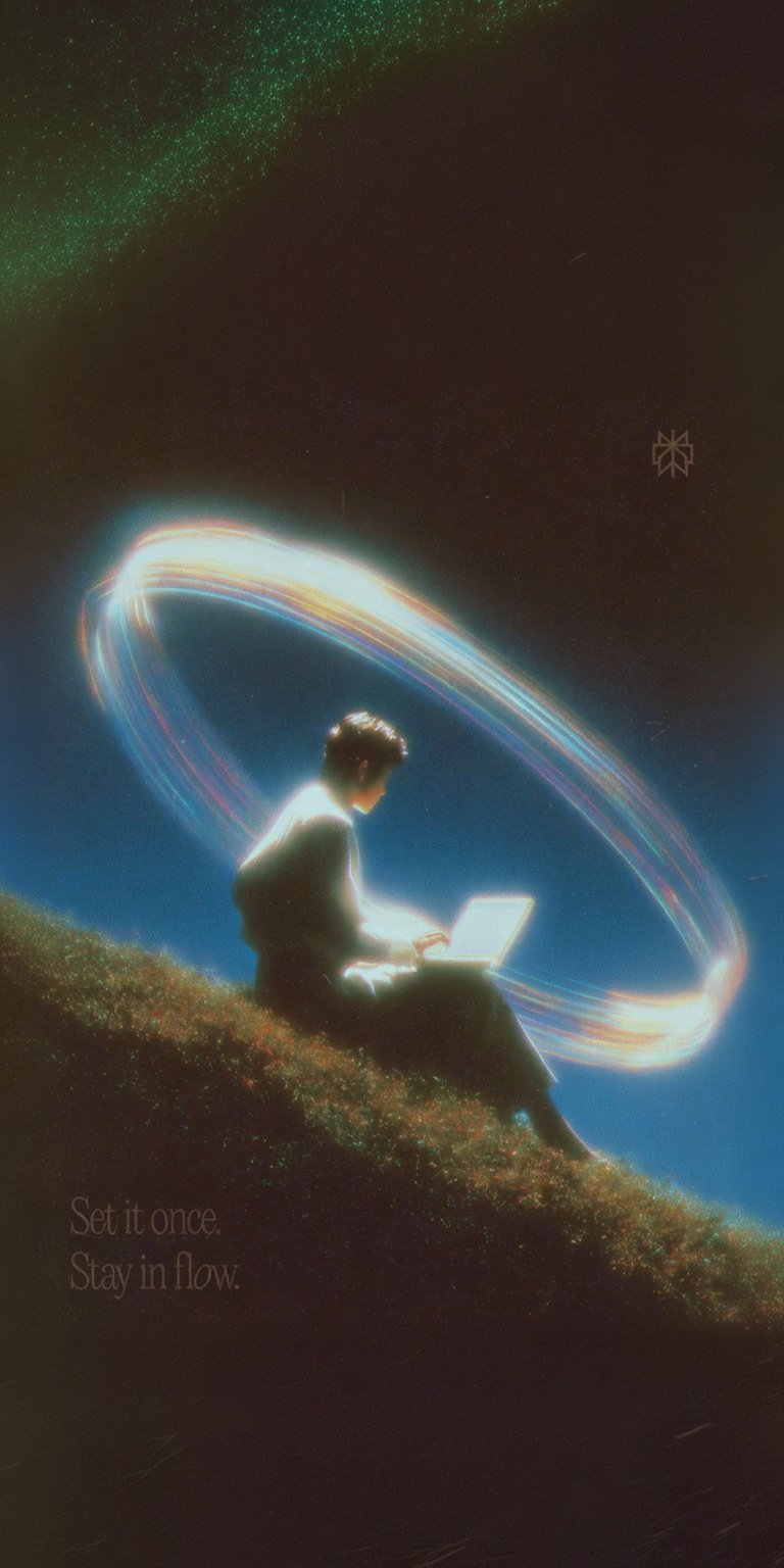 Dark ethereal ring man with laptop wallpaper iPhone 4K