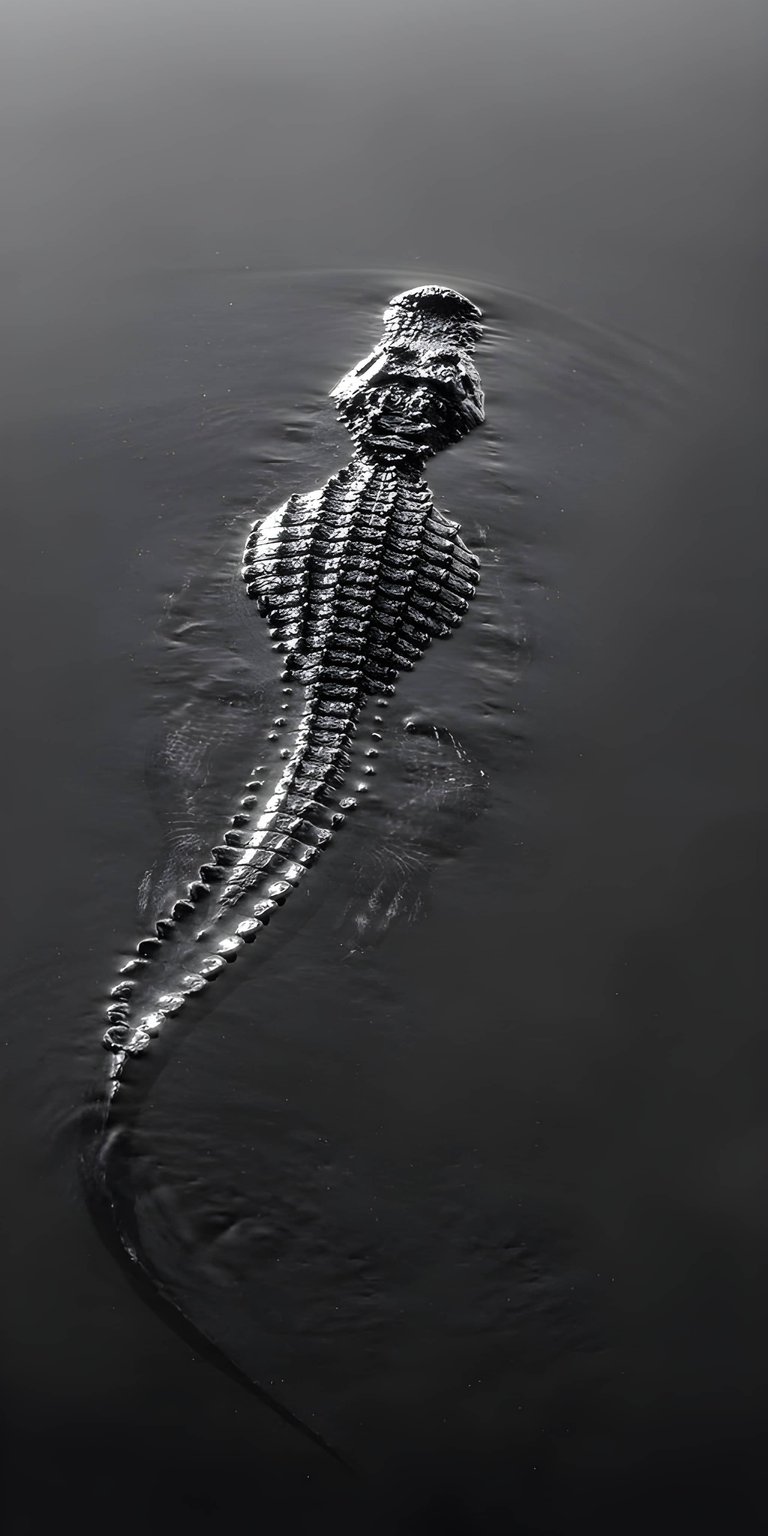 This dark and moody 4K wallpaper features an alligator swimming through rippling black water for your iPhone. A perfect wallpaper for those seeking a stealthy, high-contrast nature aesthetic with a powerful swamp predator.