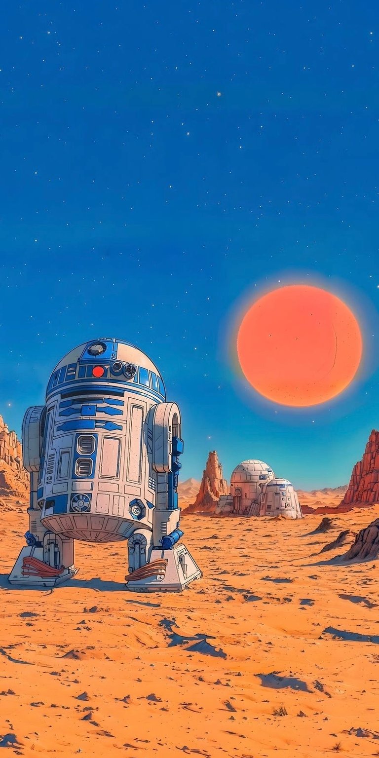 R2-D2 in unknown planet 4k wallpaper