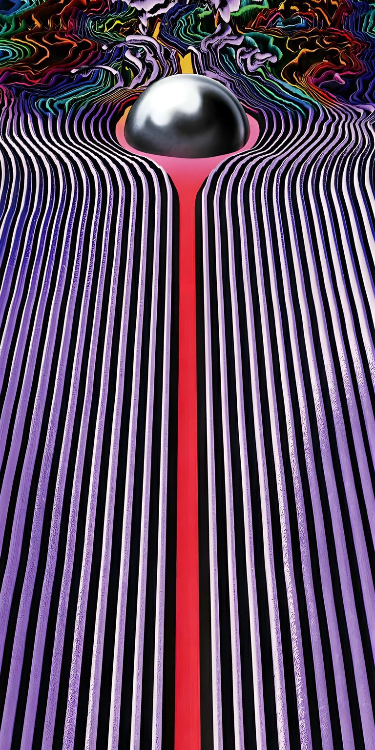 This 4K wallpaper recreates the iconic psychedelic "Currents" album aesthetic featuring a chrome sphere on purple flow lines. Perfect for an iPhone background, this aesthetic wallpapers choice highlights vibrant gradients and surrealist geometry.