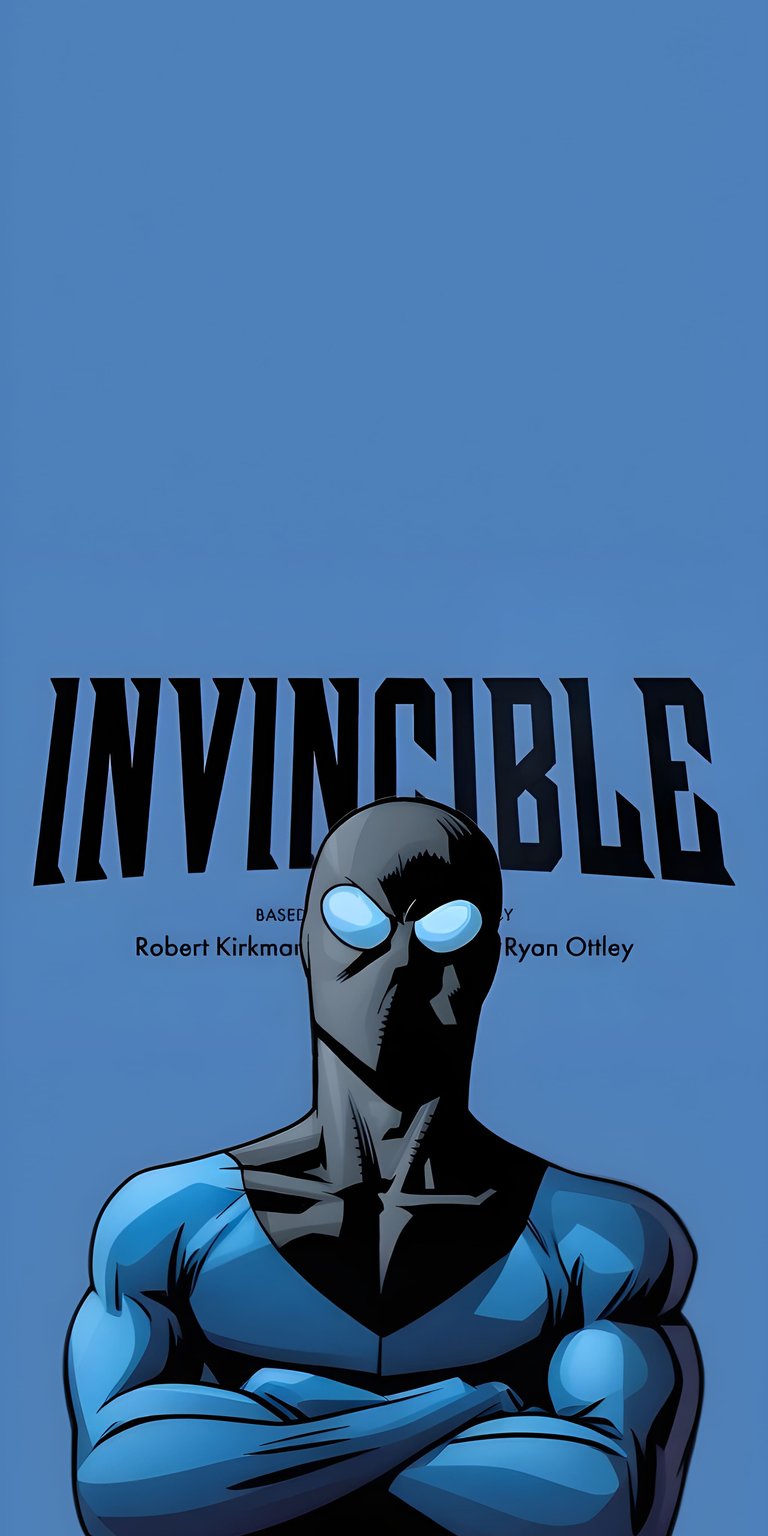 Elevate your iPhone with this 4K wallpaper featuring Mark Grayson in his sleek blue and black suit. This aesthetic wallpaper uses a vibrant blue color palette and sharp comic-style shadows to create a bold, heroic mood for your screen.