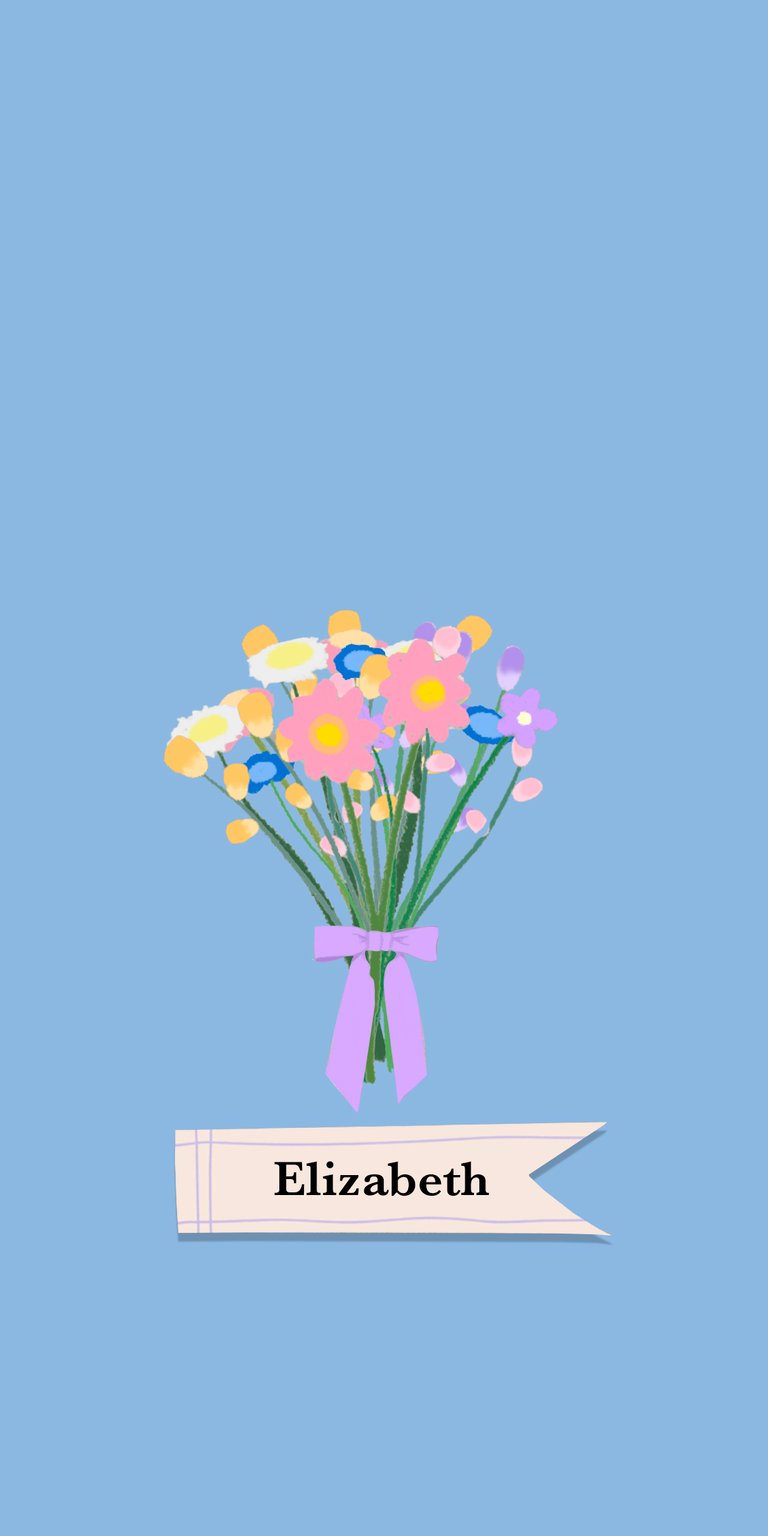 pink illustration flower yellow daisy fill bouquet label ribbon bow elizabeth