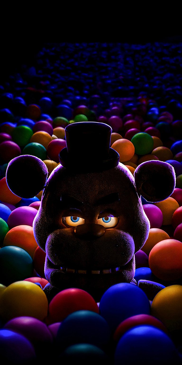 This image is a phone wallpaper featuring Freddy Fazbear from the Five Nights at Freddy's horror franchise.