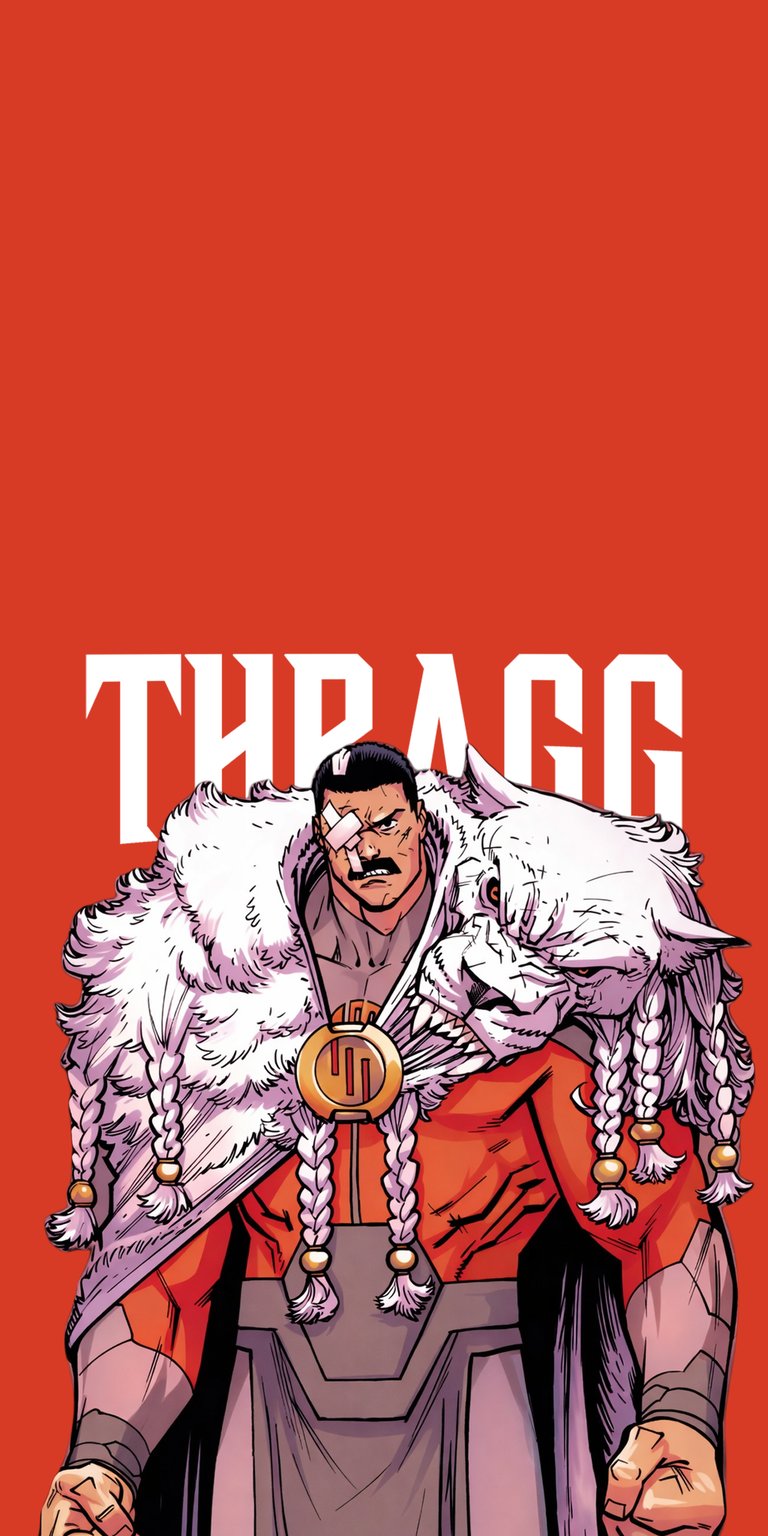 This Thragg 4K wallpaper showcases the Grand Regent in his royal cape against a bold red backdrop. A striking aesthetic wallpaper that adds a regal and commanding presence to your iPhone.