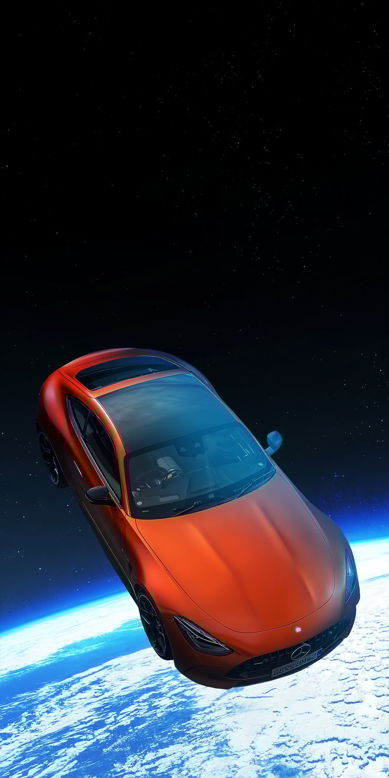Car in space 3D wallpaper for iPhone
