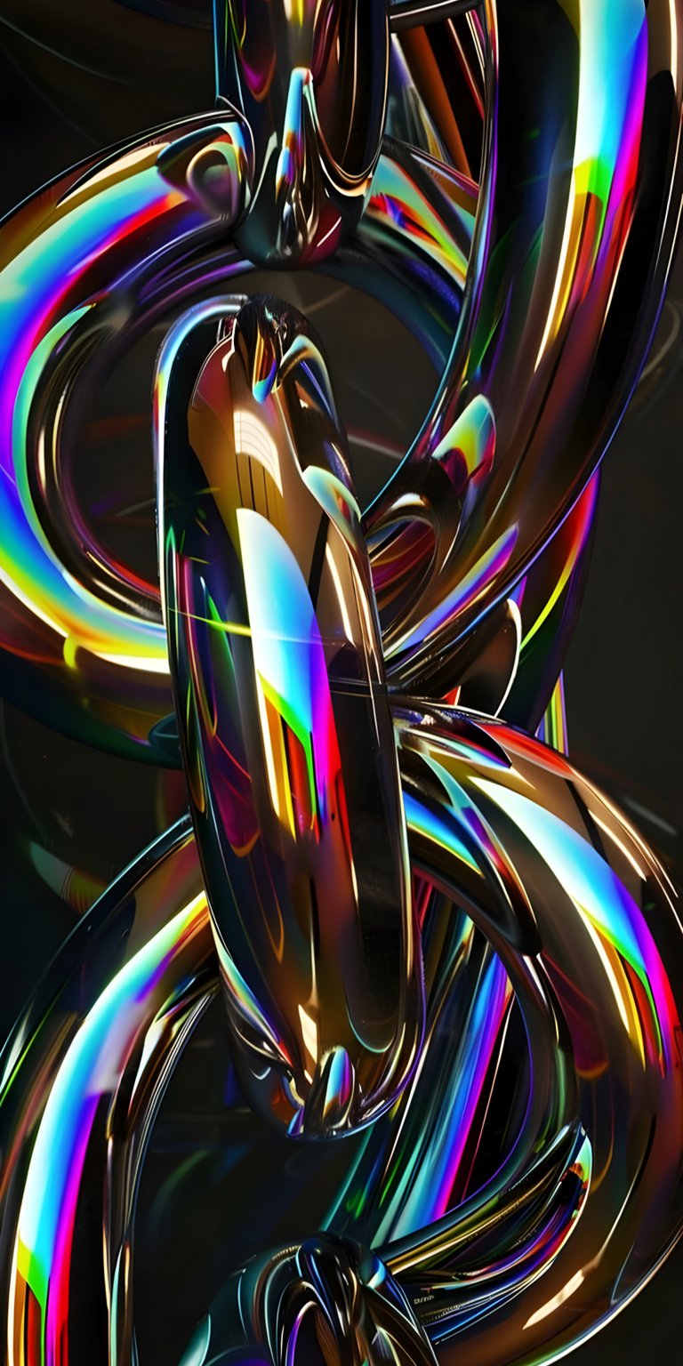 Liquid glass iridescent chain art iPhone wallpaper 4K