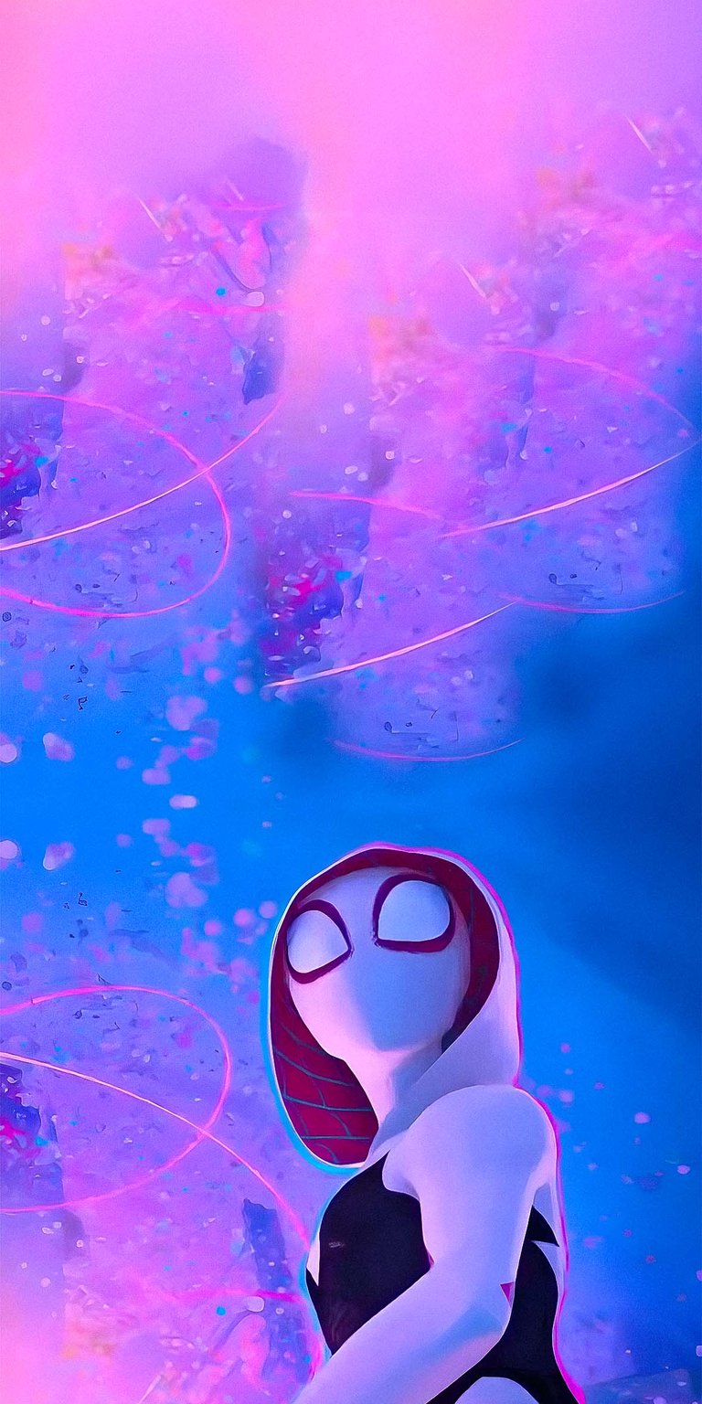 Gwen Stacy purple and blue background wallpaper in HD