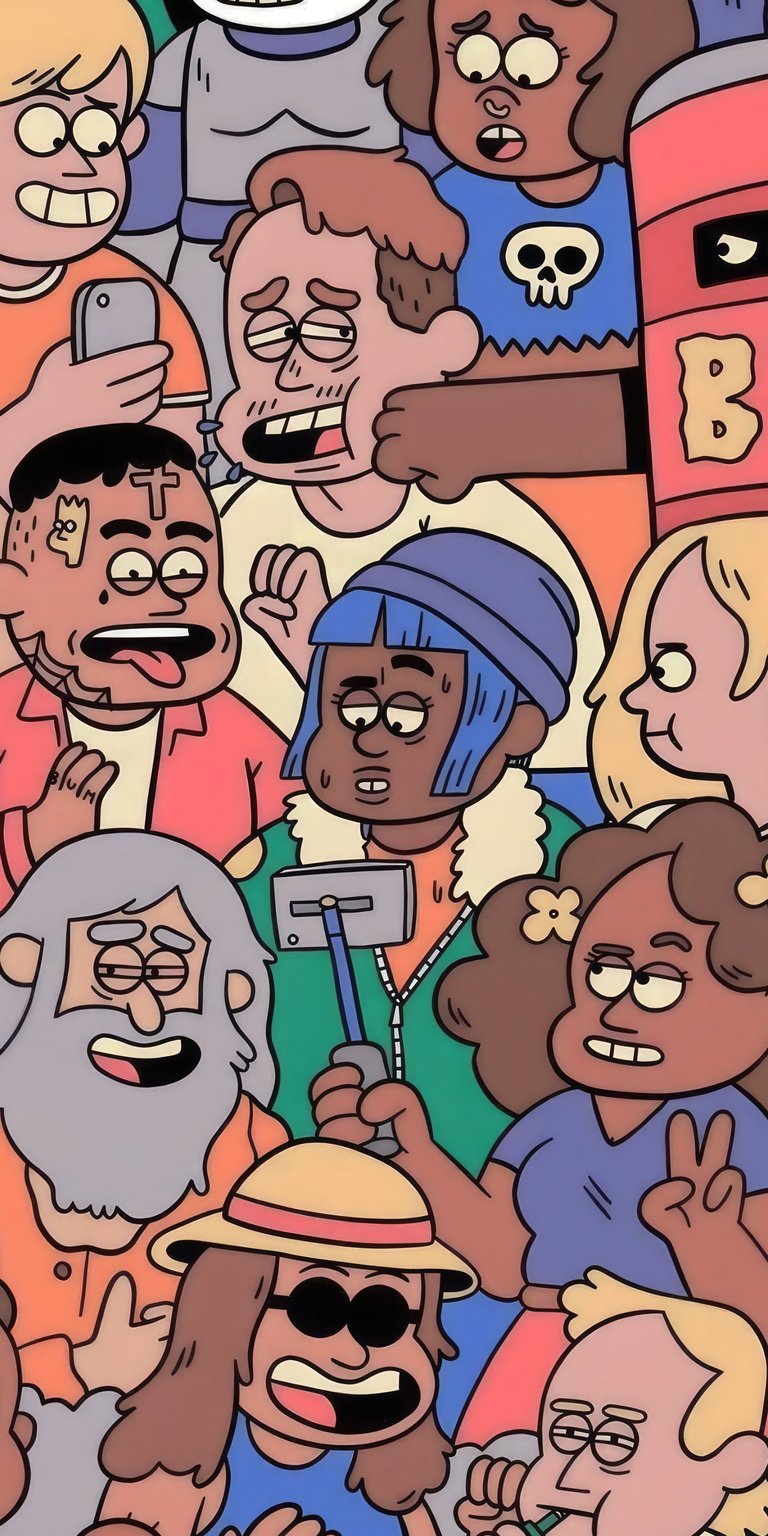 Cartoons art crowd wallpaper iPhone