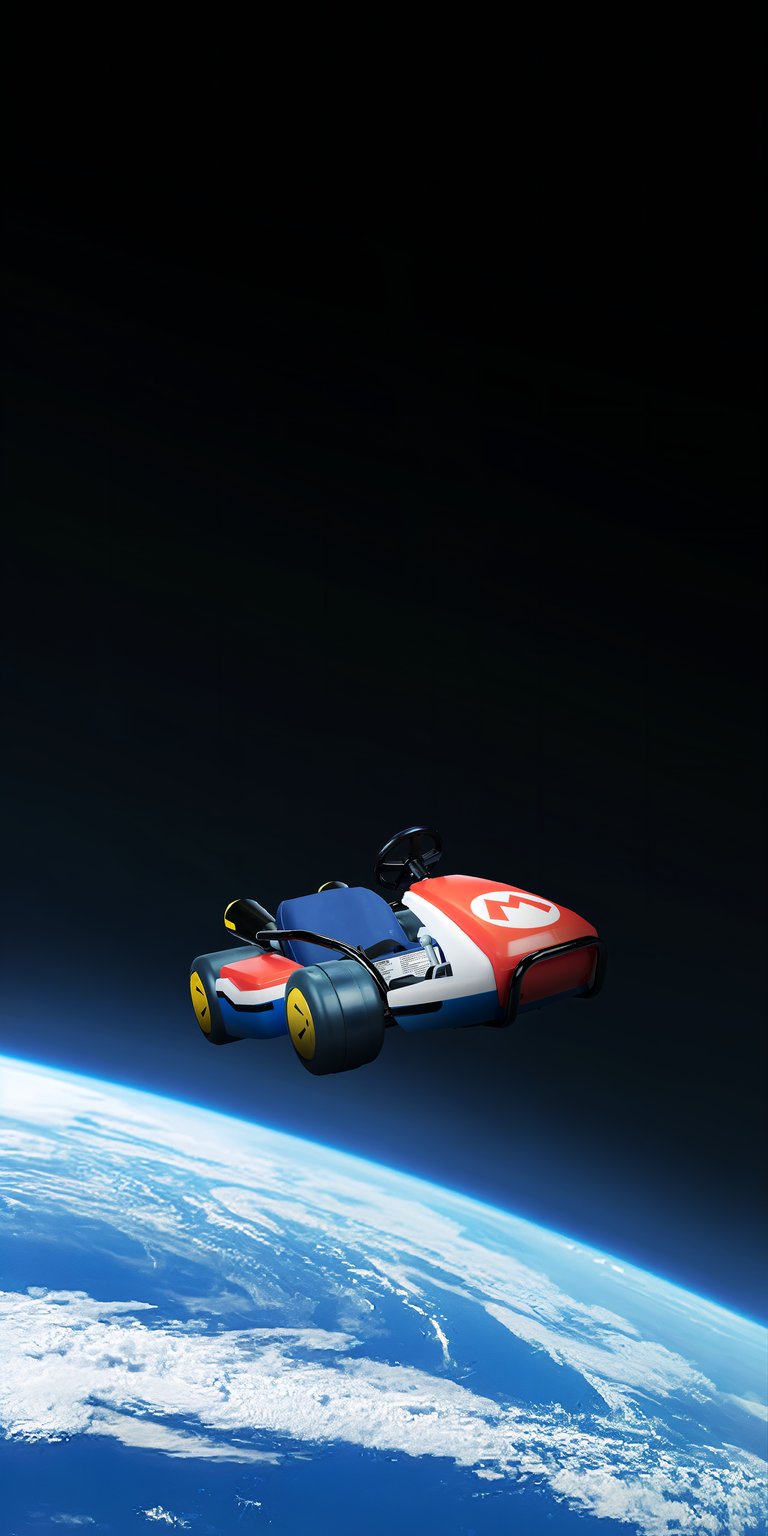 Mario Kart in space 3D wallpaper for iPhone