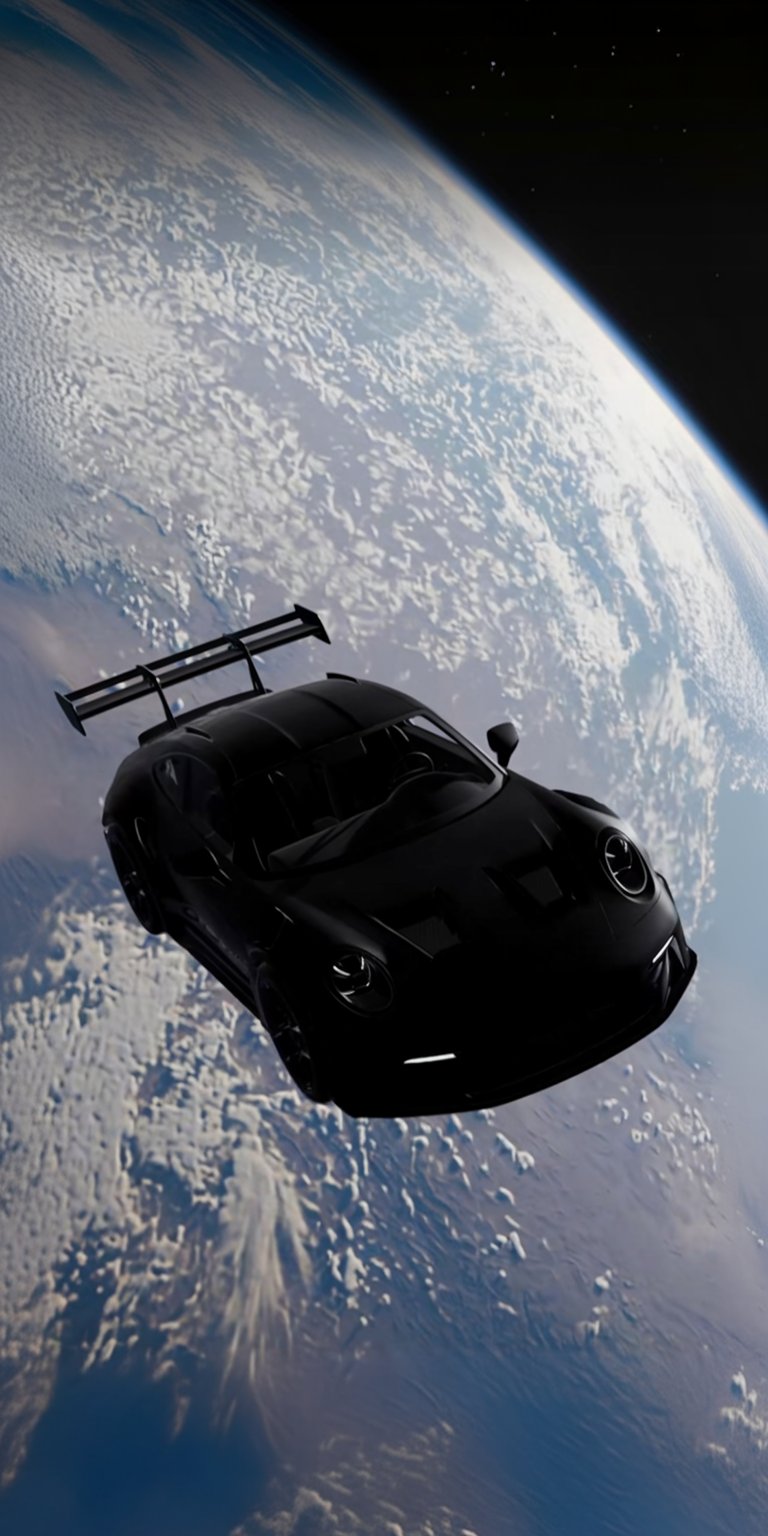 Black 911GT3 RS in spaceiPhone 4K wallpaper