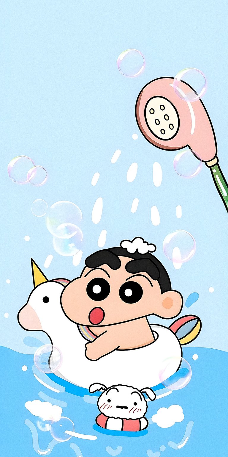 Crayon Shinchan bath time wallpaper iPhone
