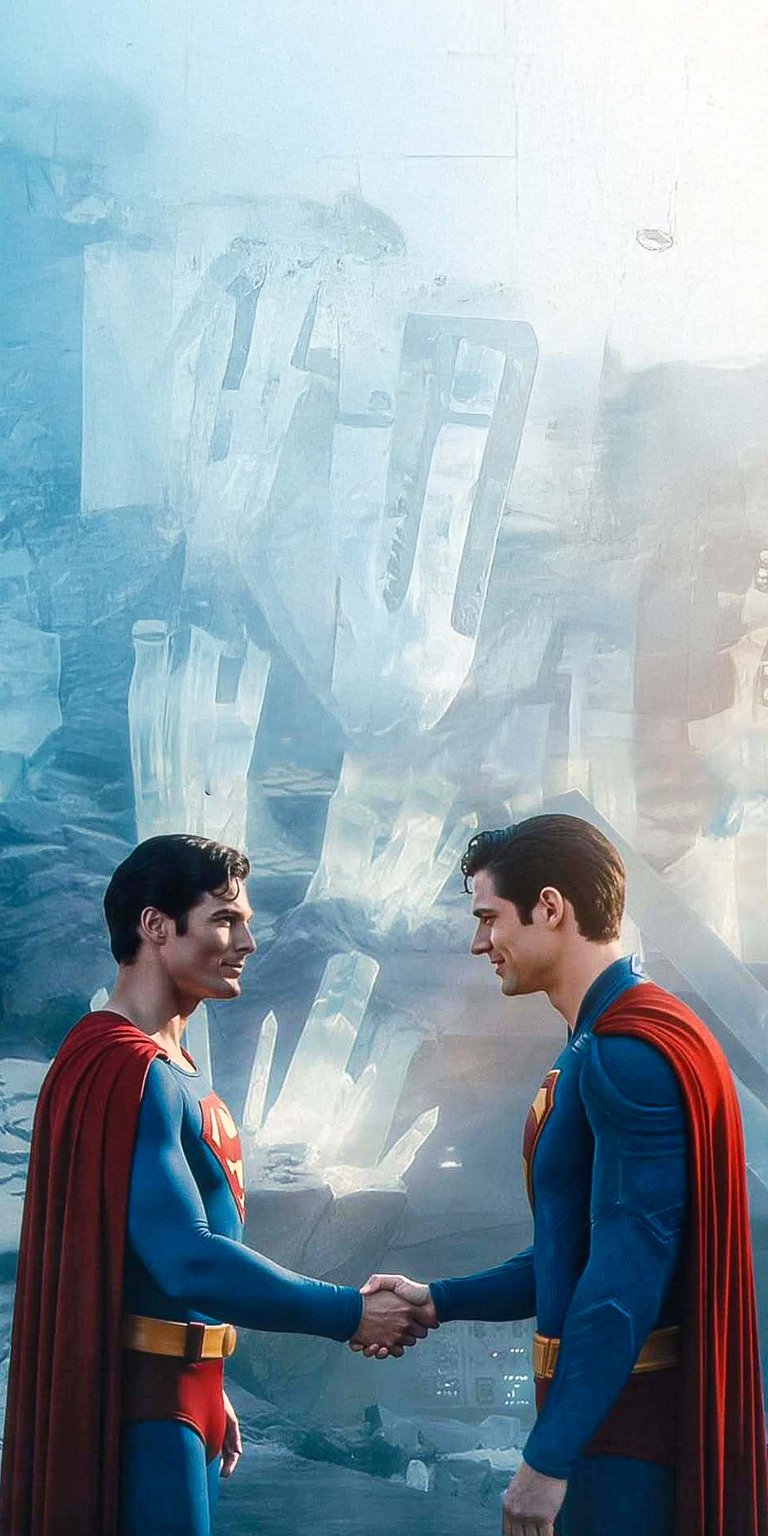 Superman shakes hands with Christopher Reeve wallpaper HD iPhone