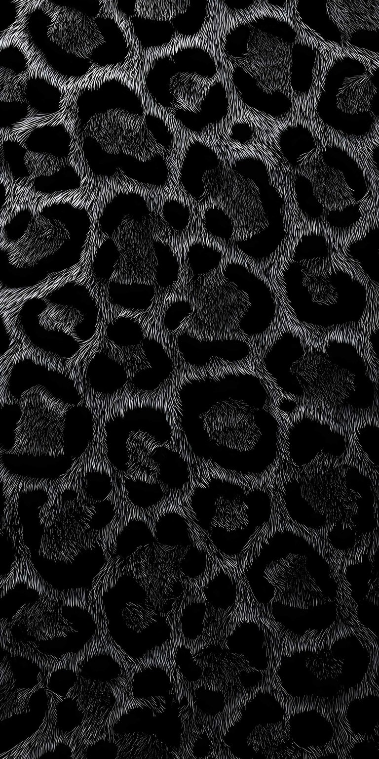 This high-contrast monochrome leopard print wallpaper is optimized for OLED screens to save battery on your iPhone. The artistic animal pattern features deep blacks and crisp white fur details for a sophisticated, textured look.