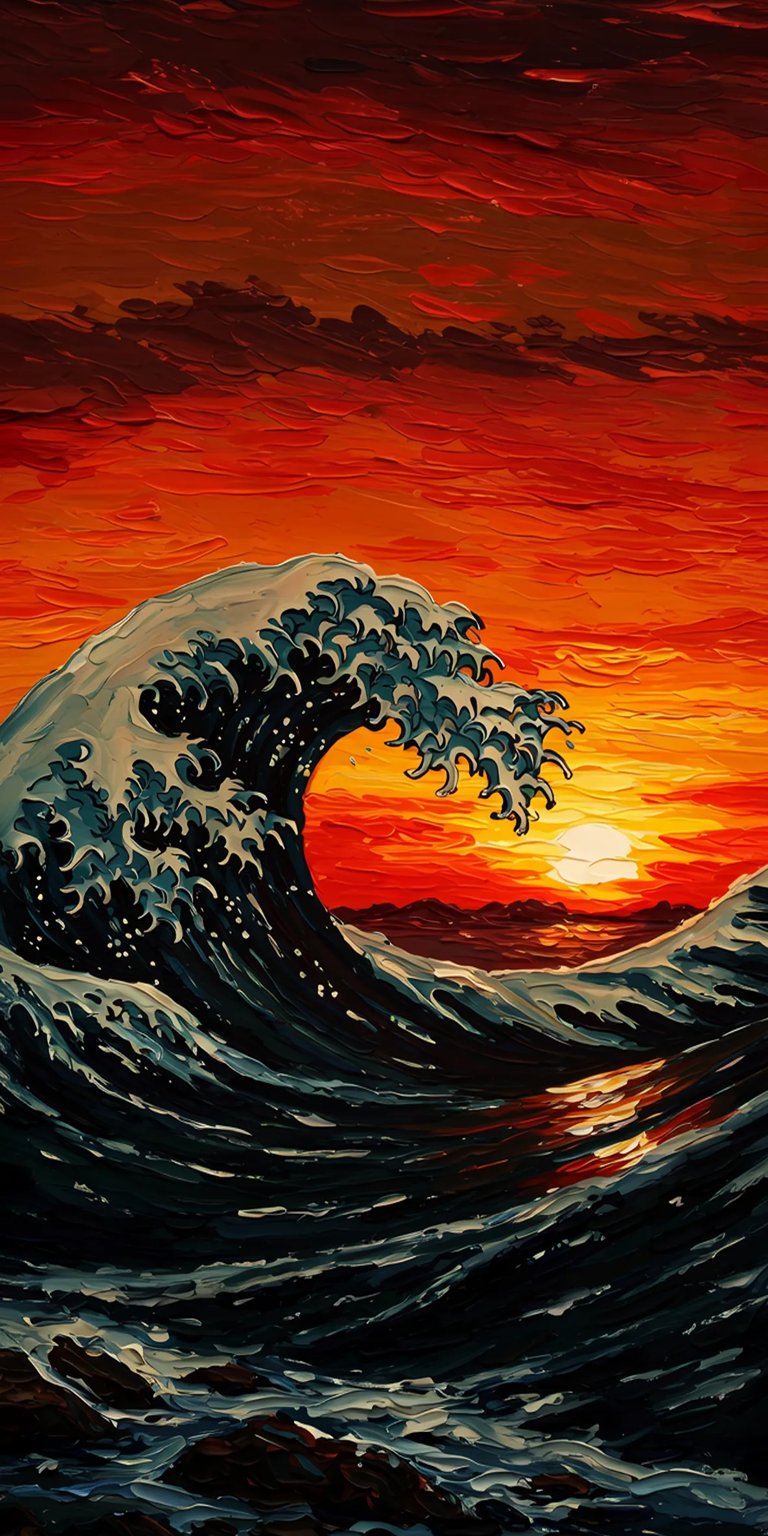 The Great Wave off Kanagawa iPhone wallpaper 4K