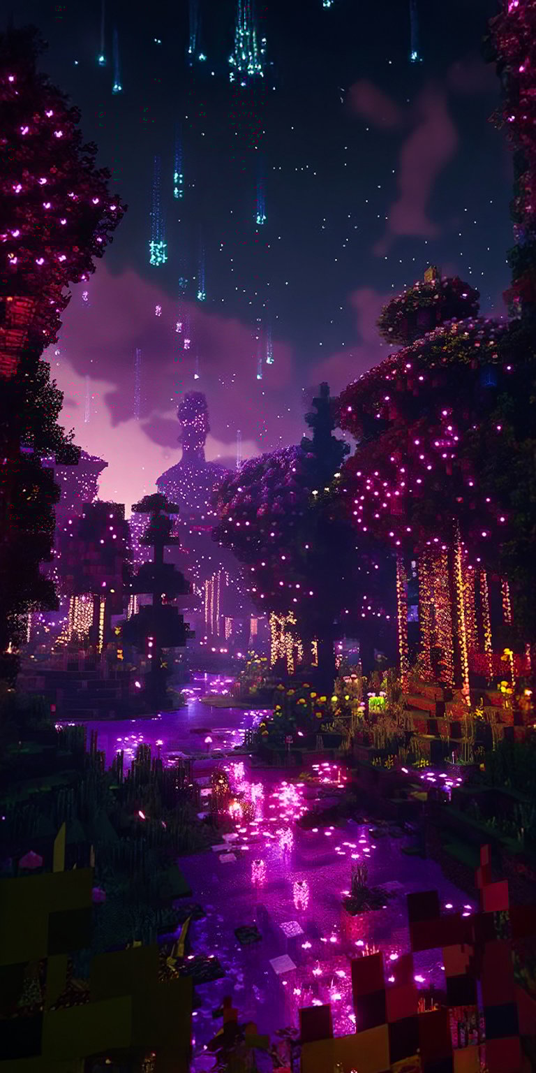 Minecraft aesthetic purple place wallpaper iPhone 4K