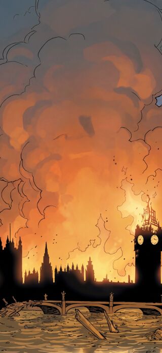 This 4K Invincible wallpaper depicts a striking scene for your iPhone. Featuring an orange sky, destroyed Big Ben, and Invincible himself, this wallpaper makes an incredible addition to your wallpaper collection.