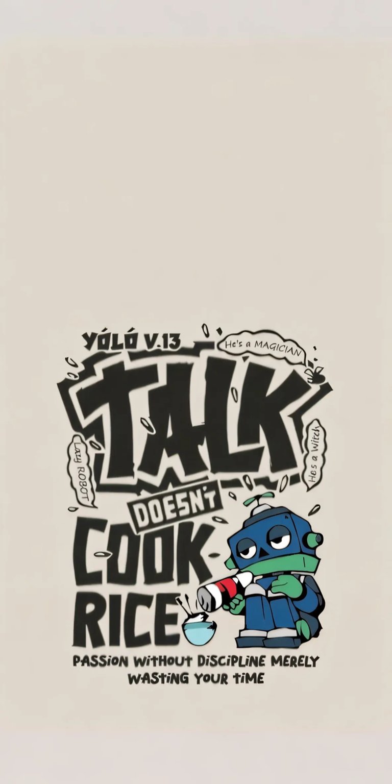 Talk doesn't cook rice art iPhone wallpaper 4K