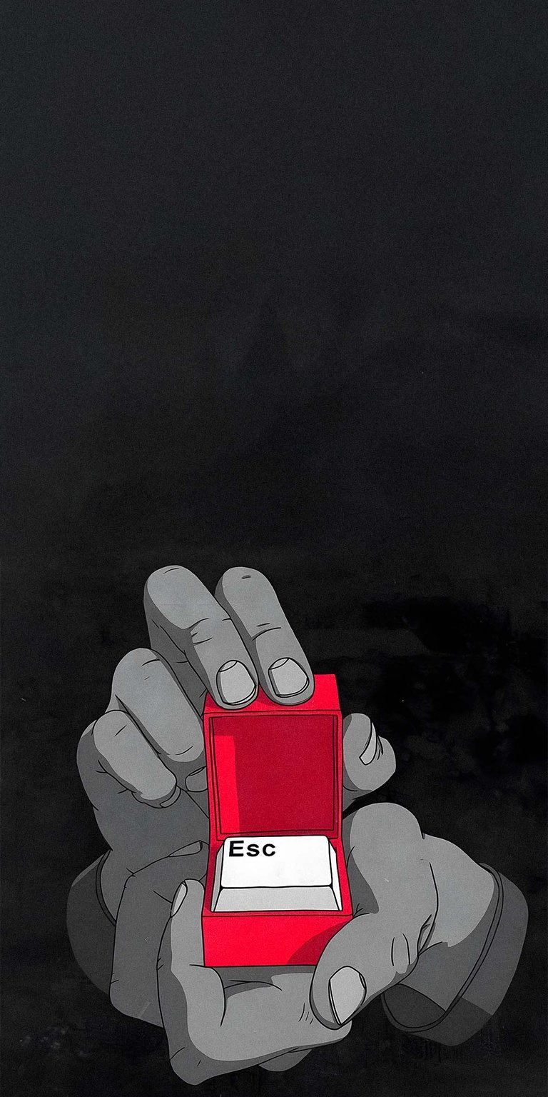 Escape key in a red box wallpaper