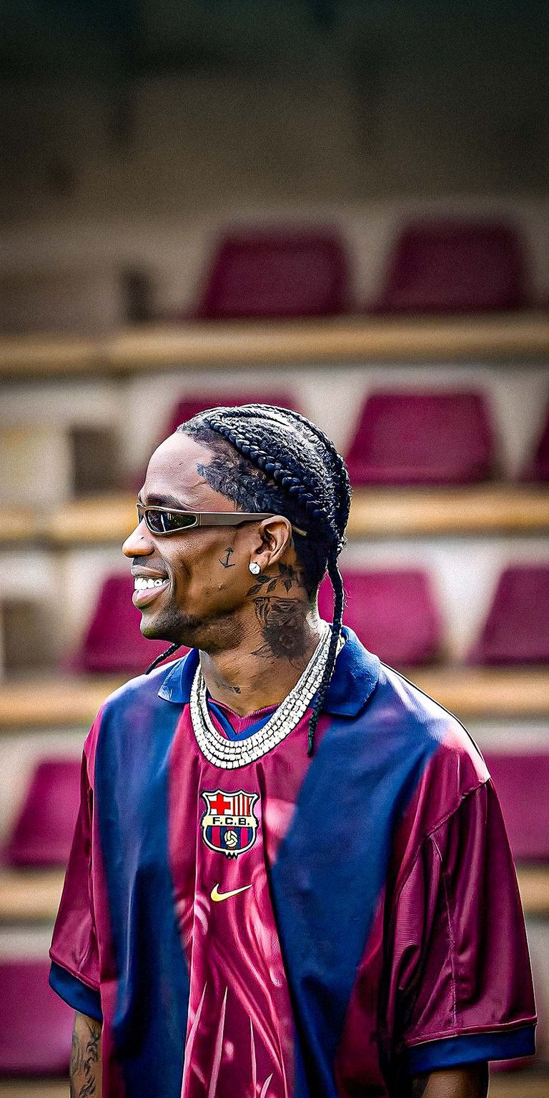 Travis Scott at FC Barcelona Wallpaper iOS