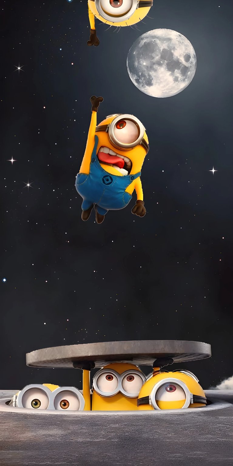 Minions in the space funny iPhone wallpaper 4K