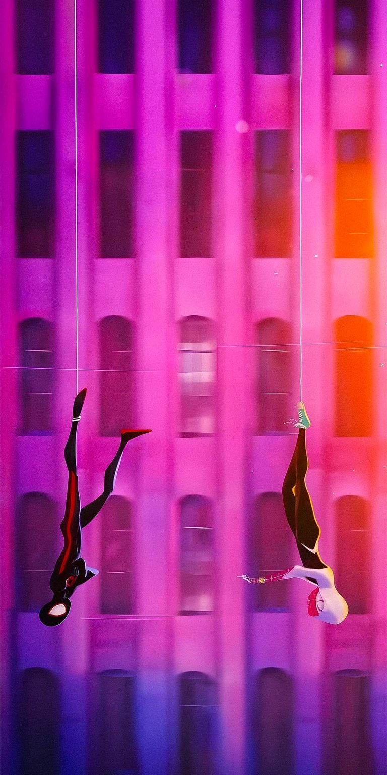 Spiderman and Stacy falling from the building upside down wallpaper in HD