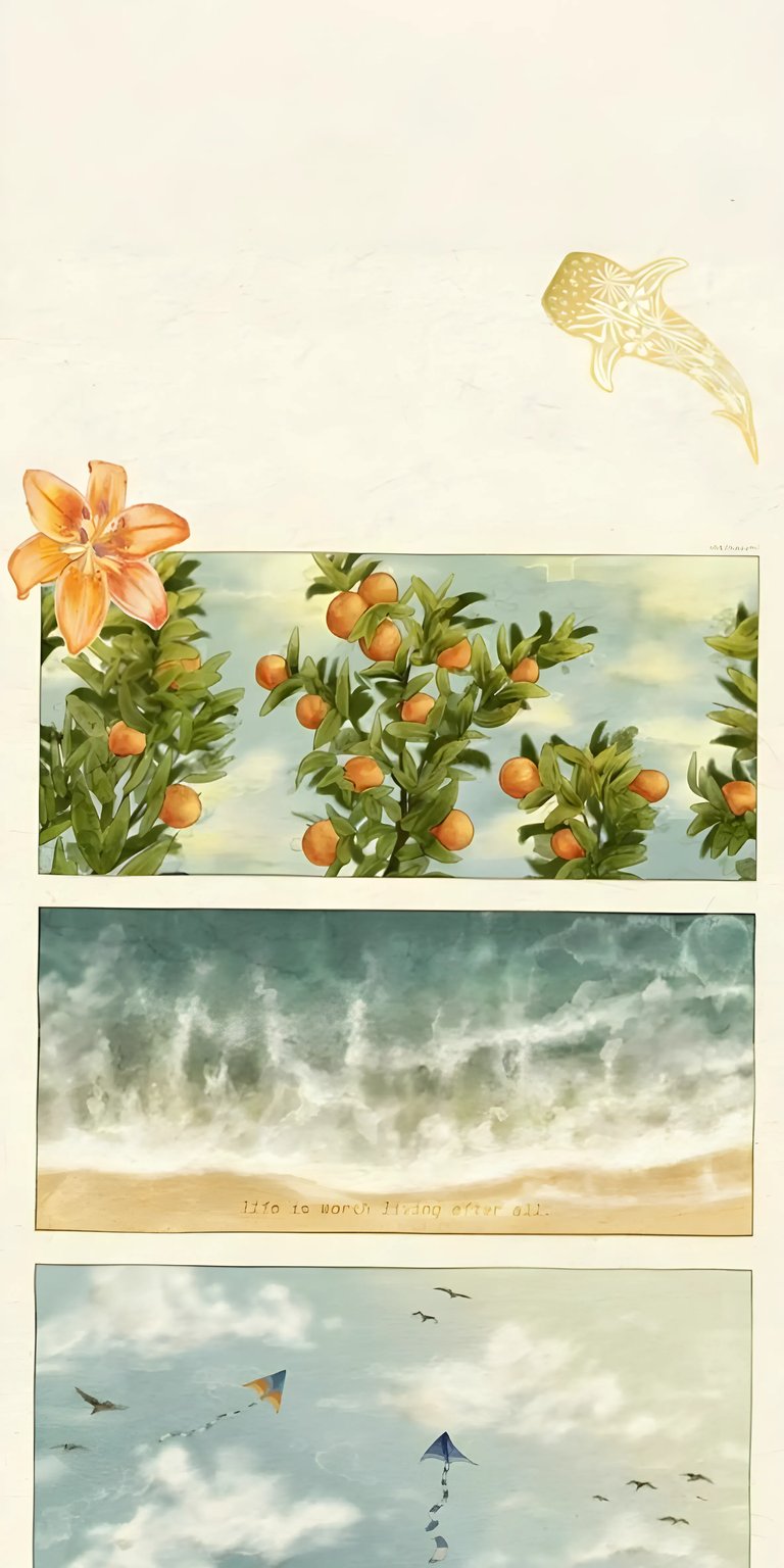 Oranges and sea art wallpaper for iOS 4k