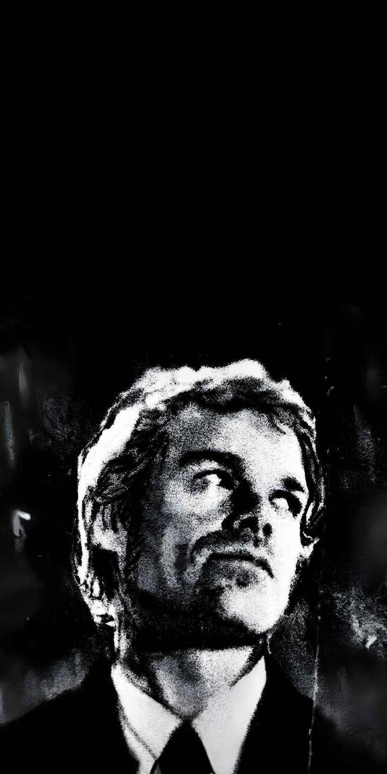 This high-contrast, noir-style 4K wallpaper features the chilling portrait of Dexter Morgan from the hit TV series. It is a bold, monochromatic wallpaper for iPhone that uses gritty textures and shadow to create a sophisticated, dark aesthetic.