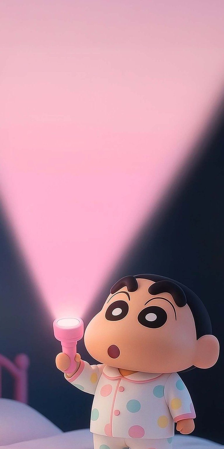 Shin-chan holding flashlight iPhone wallpaper