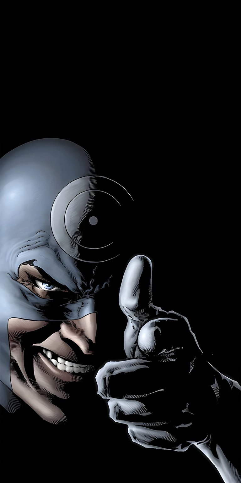 This minimalist AMOLED wallpaper features a character with a bullseye mark emerging from deep shadows. Optimized for iPhone screens, it uses true blacks and a cold blue light to save battery.