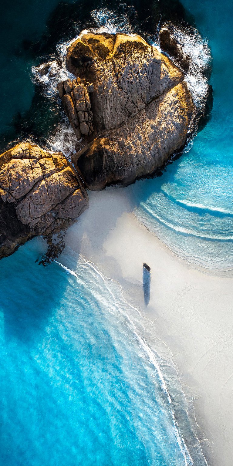 Beach rocks areal view wallpaper iPhone HD