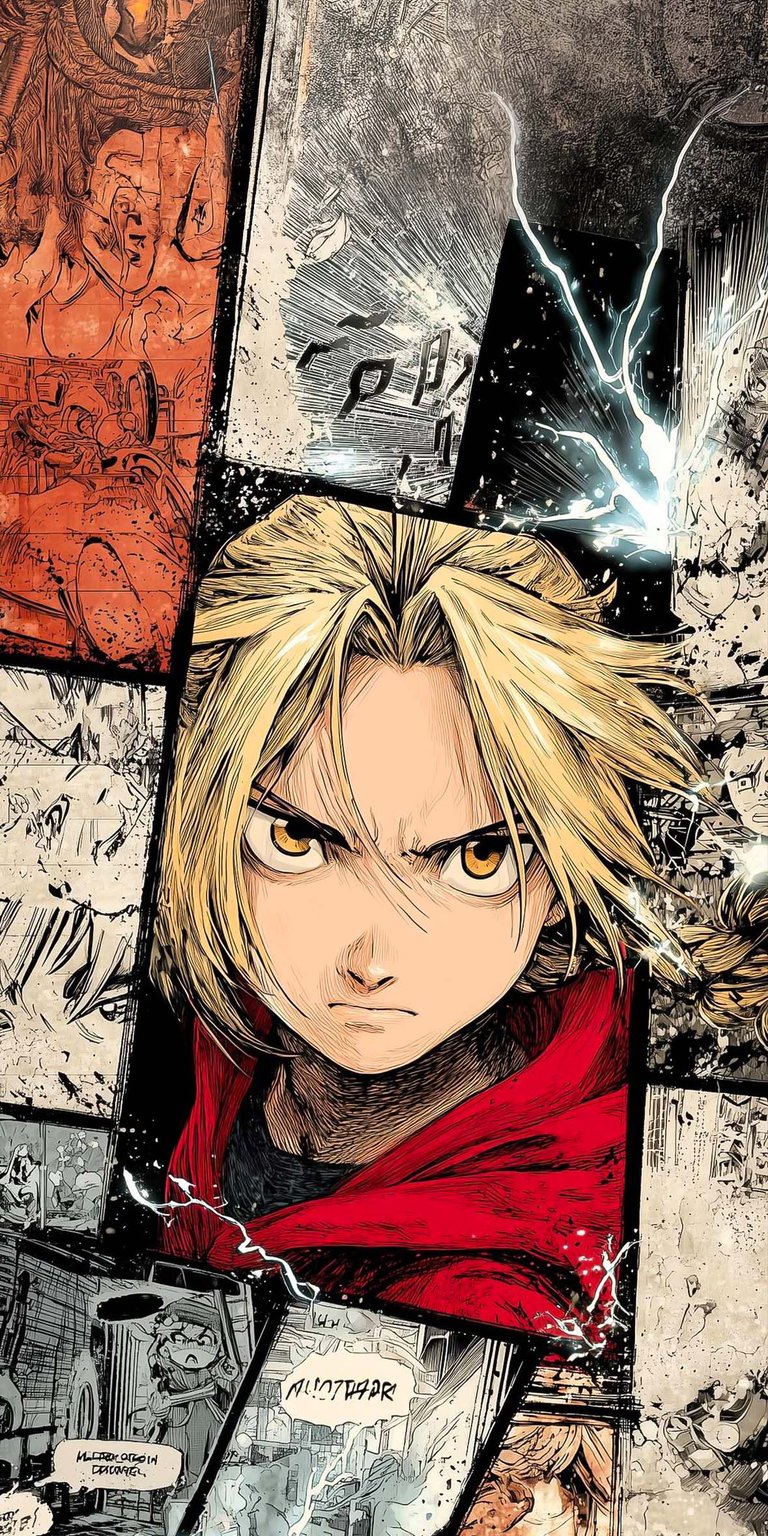 Edward Elric poster art wallpaper iOs 4K