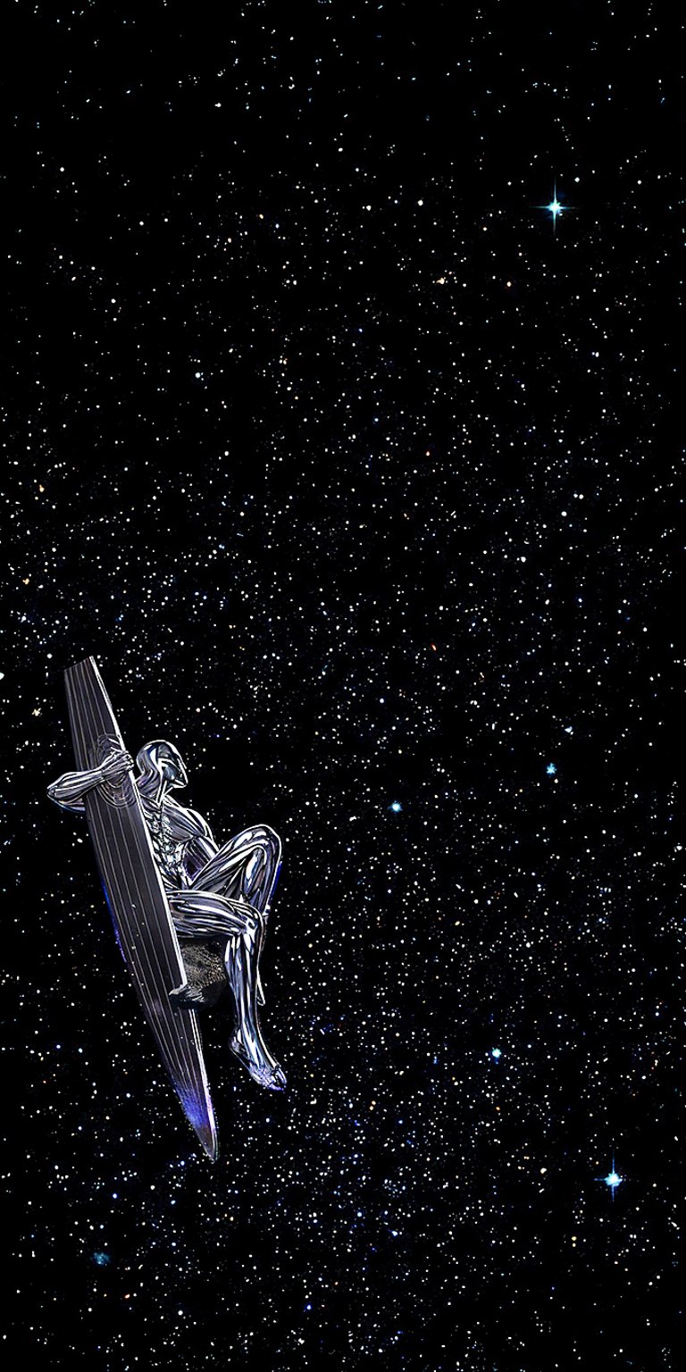 Silver Surfer in space wallpaper iPhone 4K