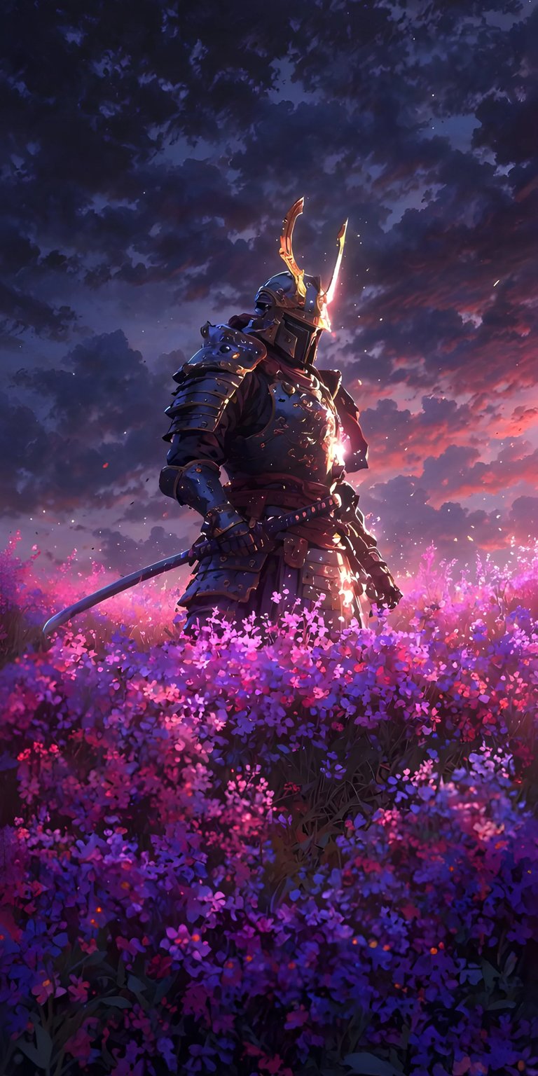 Knight in the purple garden iPhone wallpaper HD