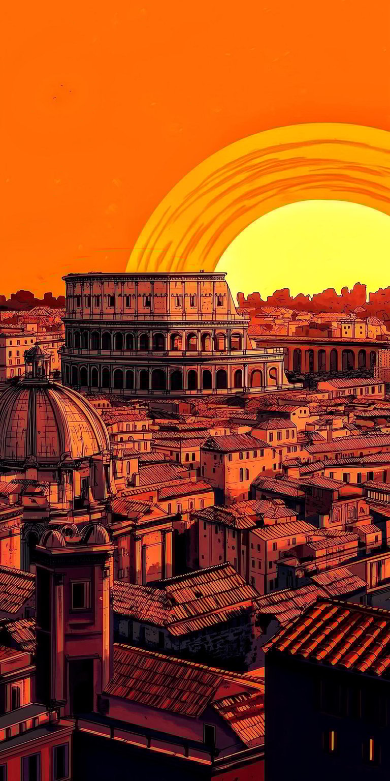 Colosseum in Rome city view art wallpaper for iPhone 4K