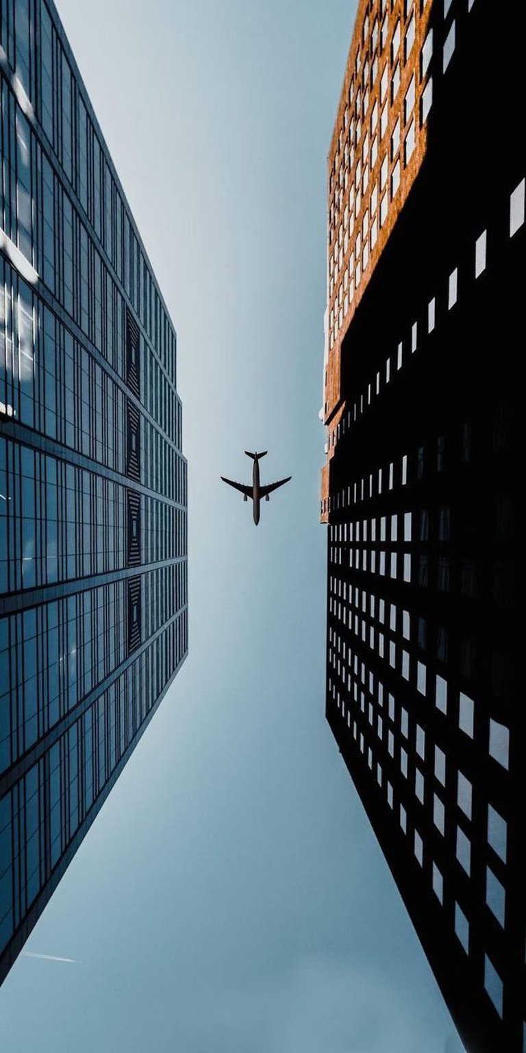 City building view airplane phone wallpapers