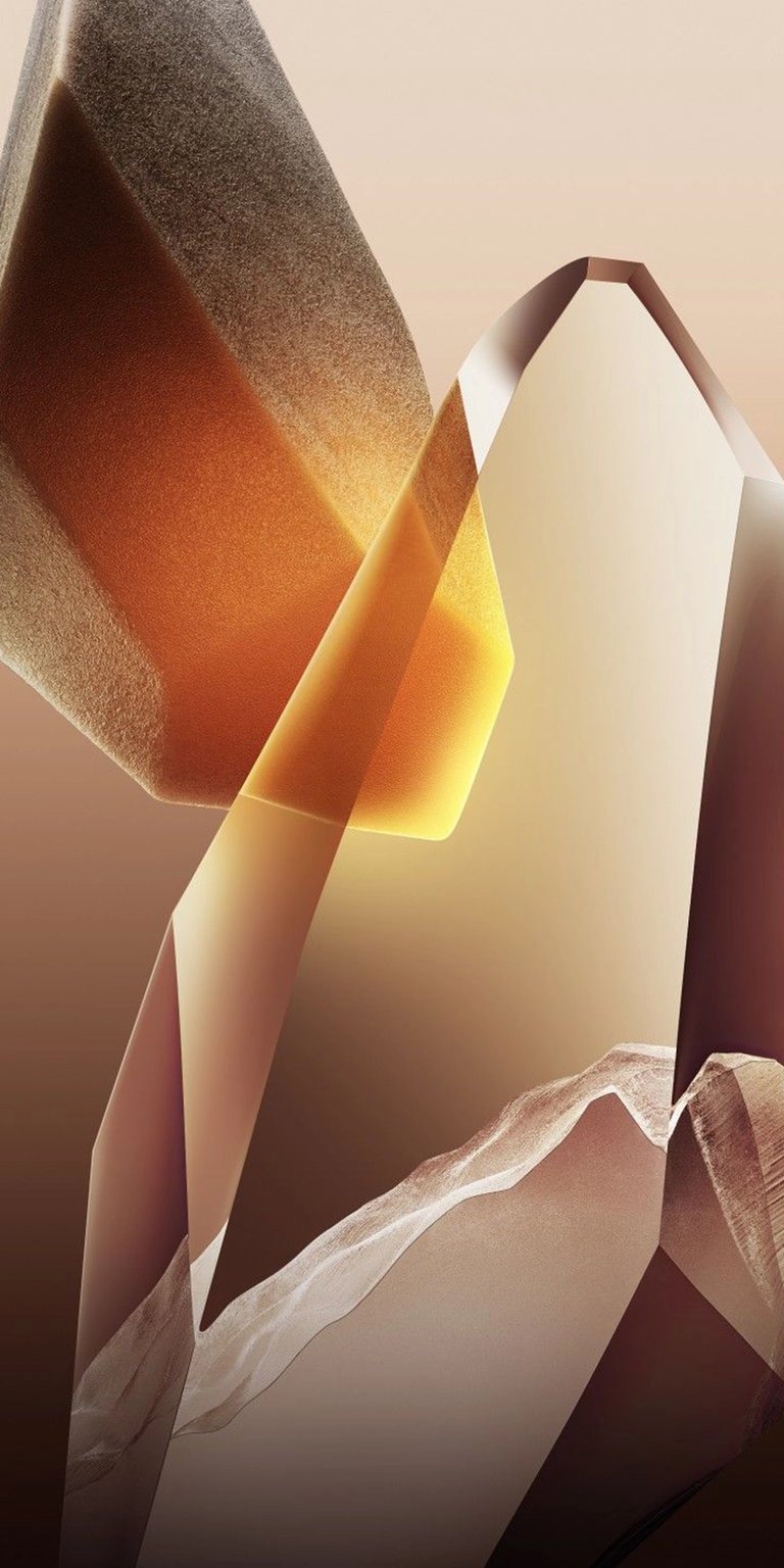 Download this visually appealing abstract wallpaper for your iPhone in stunning 4K resolution. This wallpaper features translucent geometric shapes, a textured pyramid and smooth gradients.