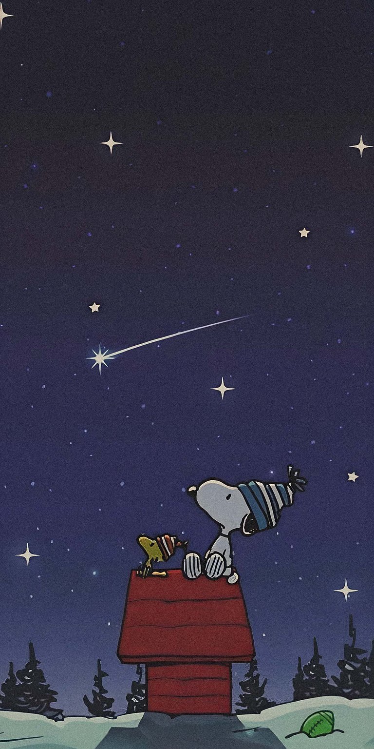 Snoopy watching a shooting star at night wallpaper 4k iPhone