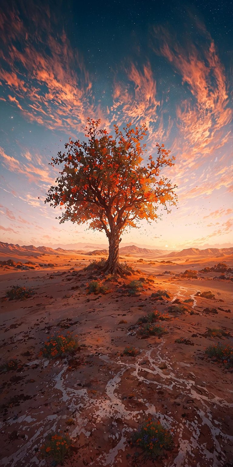 Red Push Pistache tree iPhone wallpaper 4K